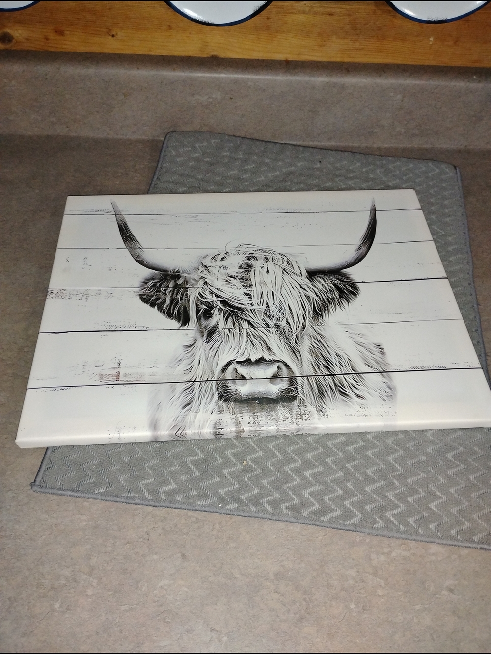 Highland Cow Framed Wall Art Canvas - Black & White